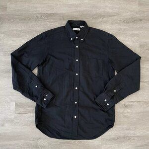 Gustin Japan Oxford Cloth Slim Fit Button Down Shirt Made in USA Black Size L
